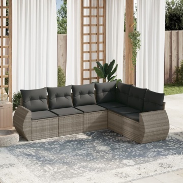 Set canapele de grădină cu perne, 6 piese gri deschis poliratan - Img 1