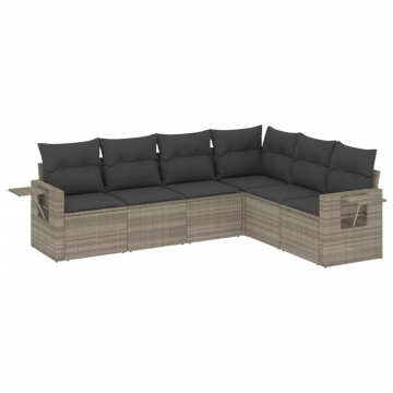 Set canapele de grădină cu perne, 6 piese gri deschis poliratan - Img 2