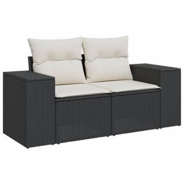 Set canapele de grădină cu perne, 7 piese, negru, poliratan - Img 3