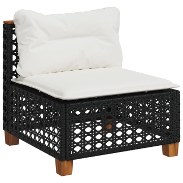 Set canapele de grădină cu perne, 7 piese, negru, poliratan - Img 4