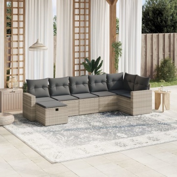 Set canapele de grădină cu perne, 7piese gri deschis poliratan - Img 1