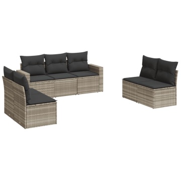 Set canapele de grădină cu perne, 7piese gri deschis poliratan - Img 2