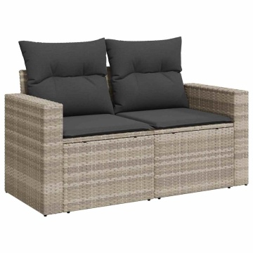 Set canapele de grădină cu perne, 7piese gri deschis poliratan - Img 8
