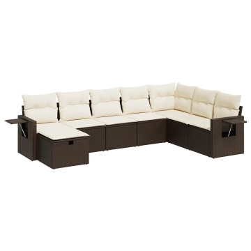 Set canapele de grădină cu perne, 8 piese, maro, poliratan - Img 2