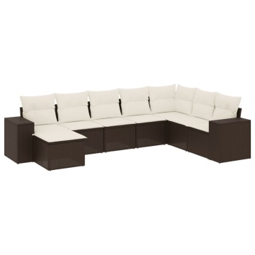 Set canapele de grădină cu perne, 8 piese, maro, poliratan - Img 2
