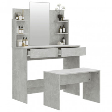 Set cu masă de toaletă, gri beton, 96x40x142 cm - Img 4