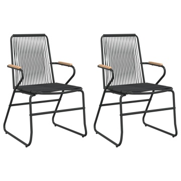 Set cu masă pentru grădină, 3 piese, PVC negru, ratan - Img 4