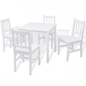 Set cu masă și scaune din lemn de pin, 5 piese - Img 2