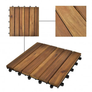 Set dale din lemn de salcâm cu model vertical 30 x 30 cm, 30 buc. - Img 5