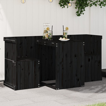 Set de balcon cu 2 locuri, negru, lemn masiv de pin - Img 1