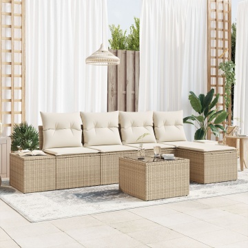 Set de canapea de grădină cu perne Brown Poly Rattan - Img 1