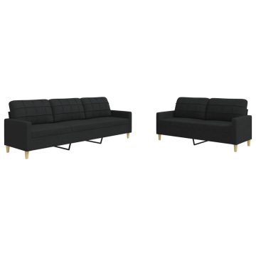Set de canapele, 2 piese, negru, material textil - Img 2