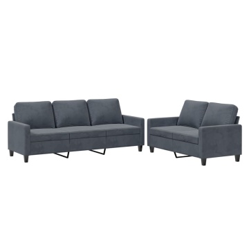 Set de canapele cu perne, 2 piese, gri închis, catifea - Img 2