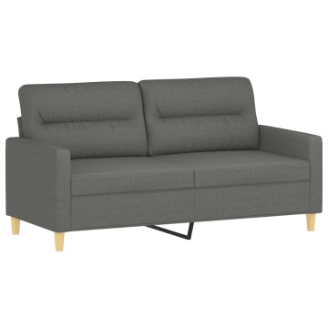 Set de canapele cu perne, 2 piese, gri închis, textil - Img 4