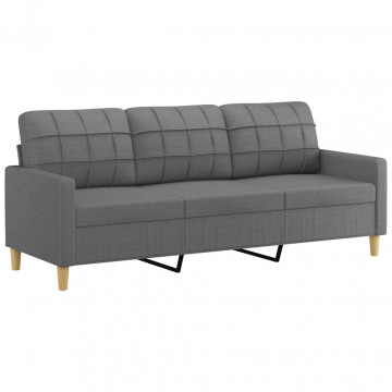 Set de canapele cu perne, 2 piese, gri închis, textil - Img 4