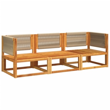 Set de canapele de grădină cu perne, 3 piese, lemn masiv acacia - Img 3