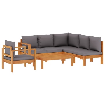 Set de canapele de grădină cu perne, 5 buc., lemn masiv acacia - Img 2