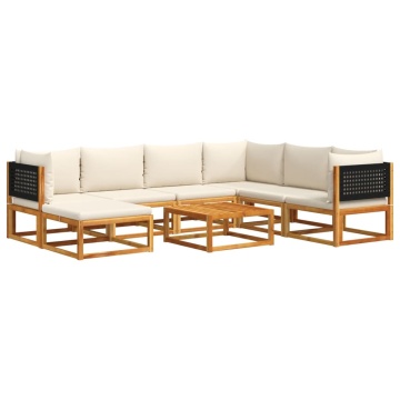 Set de canapele de grădină cu perne, 8 piese, lemn masiv acacia - Img 2