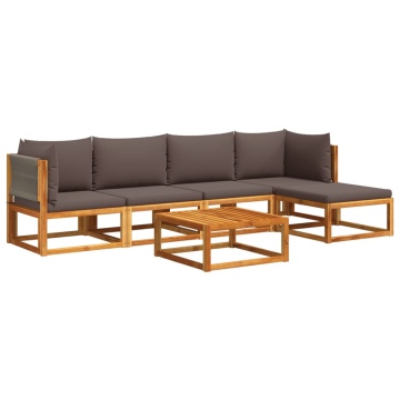 Set de canapele grădină cu perne, 6 piese, lemn masiv acacia - Img 2