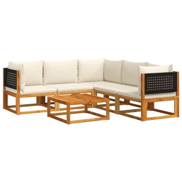 Set de canapele grădină cu perne, 6 piese, lemn masiv acacia - Img 2