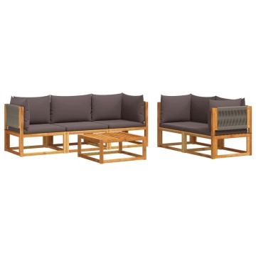 Set de canapele grădină cu perne, 6 piese, lemn masiv acacia - Img 2