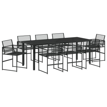 Set de dining 9 piese ratan polimeric negru - Img 2