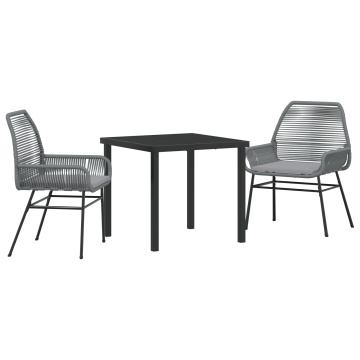 Set de dining de grădină 3 piese cu perne Gri din Ratan PE - Img 2