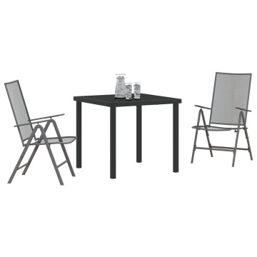 Set de dining de grădină 3 piese din oțel antracit - Img 3
