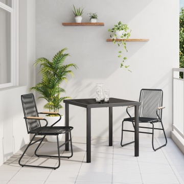 Set de dining de grădină 3 piese Negru Rattan PVC - Img 1