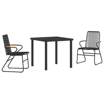 Set de dining de grădină 3 piese Negru Rattan PVC - Img 2