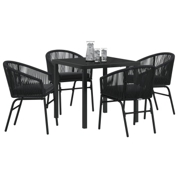 Set de dining de grădină 5 piese Negru Rattan Poliester - Img 3