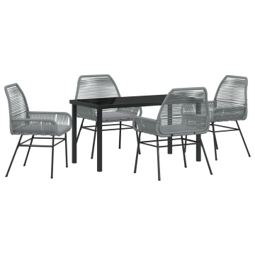 Set de Dining de Grădină cu 5 Piese cu Pernițe Gri Poliratan - Img 2