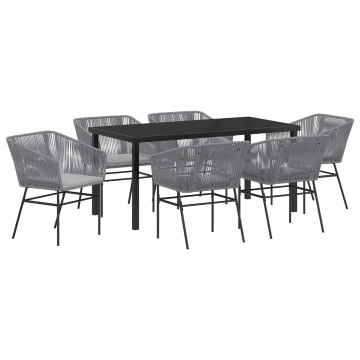 Set de dining de grădină cu perne gri din poliratan - Img 2