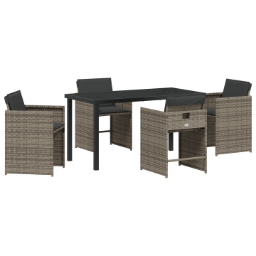 Set de dining de grădină cu perne gri din poliratan - Img 2