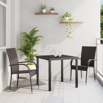 Set de dining din 3 piese Maro Poliratan - Img 1