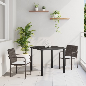 Set de dining exterior de 3 piese cu perne - Ratan maro - Img 1
