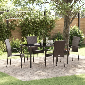 Set de Dining în Grădină de 5 Piese Maro Poliratan - Img 1