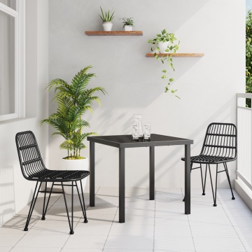 Set de Dining pentru Grădină 3 Piese Negru Poli Rattan - Img 1
