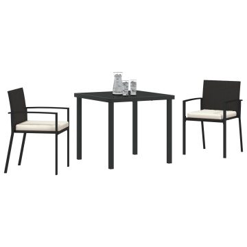 Set de dining pentru grădină 3 piese Negru Poliratan - Img 3