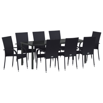 Set de dining pentru grădină 5 piese Negru Poliratan - Img 2