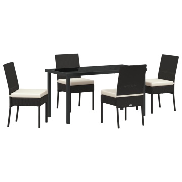 Set de dining pentru grădină 5 piese Negru Ratan Polițat - Img 2