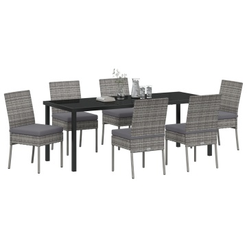 Set de Dining pentru Grădină 7 Piese Gri Poliratan - Img 3