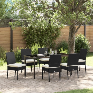 Set de Dining pentru Grădină 7 Piese Negru Poliratan - Img 1