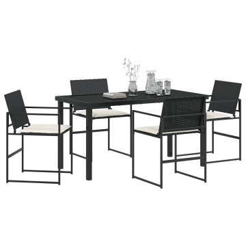 Set de Dining pentru Grădină cu 5 Piese cu Perne Negru Poliratan - Img 3