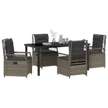 Set de Dining pentru Grădină de 5 Piese Gri Poliratan - Img 3
