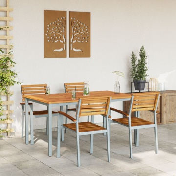 Set de dining pentru grădină din 5 piese, lemn solid de acacia și metal - Img 4