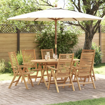 Set de dining pliabil 7 piese lemn solid tec , Scaune grădină 2 buc lemn solid tec - Img 1