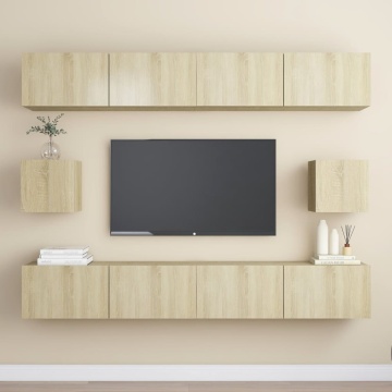 Set de dulapuri TV, 6 piese, stejar sonoma, lemn prelucrat - Img 1
