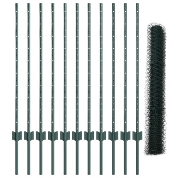 Set de Gard de Grădină Set de 2 Verde Metal 25 x 1 m Durable - Img 2