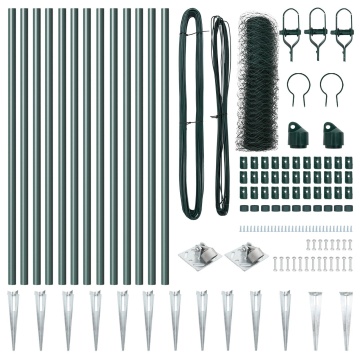 Set de garduri Set de 2 Verde pădure Oțel galvanizat 25 x 0.5 m - Img 4
